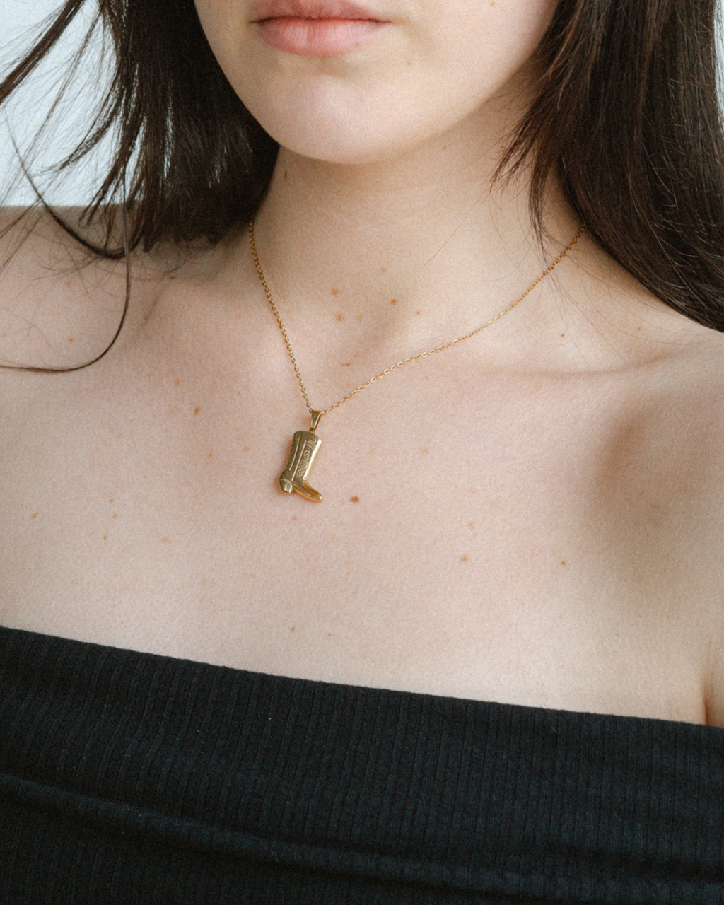 Cowboy Boot Necklace - Gold