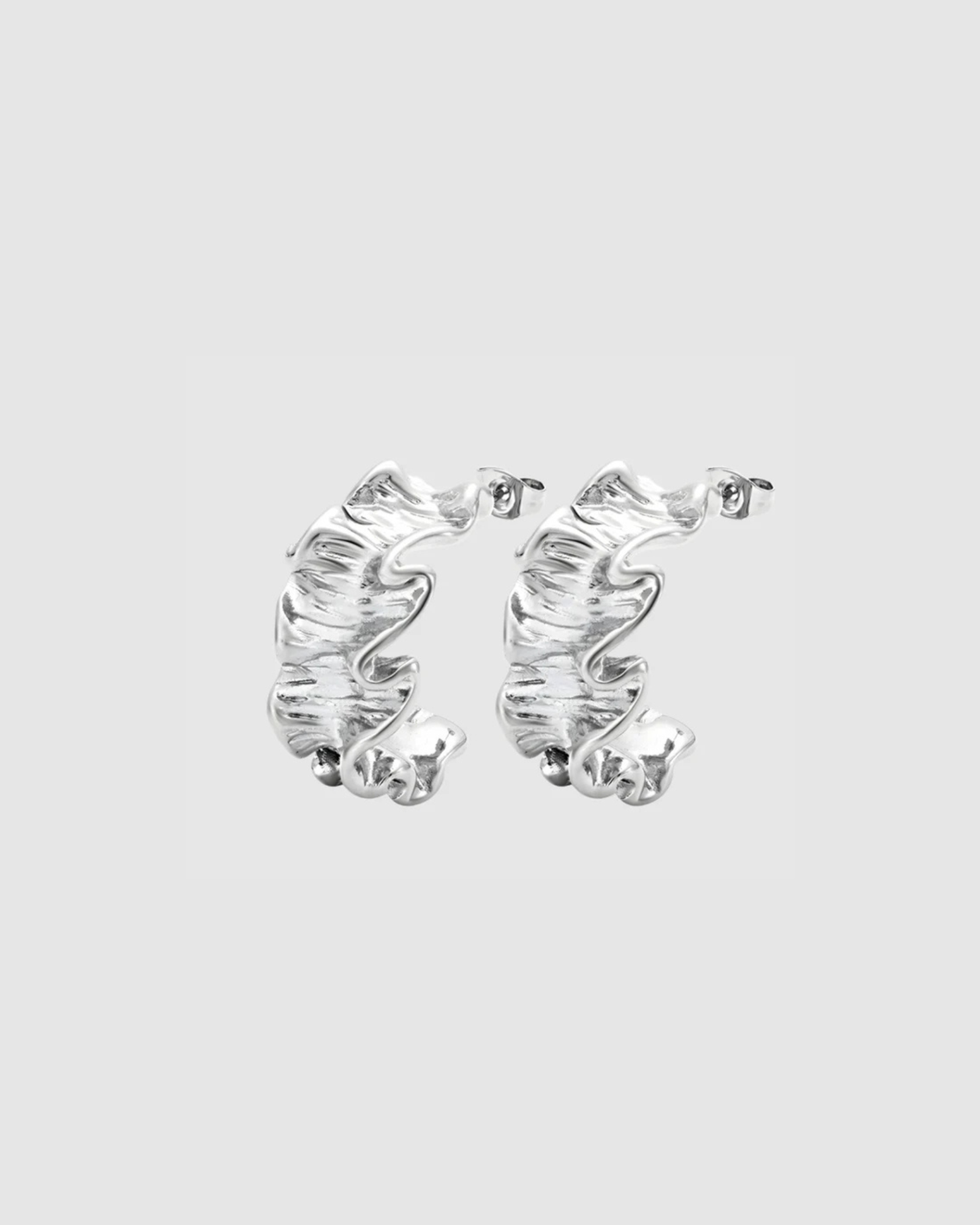 Crinkle Earrings - Silver