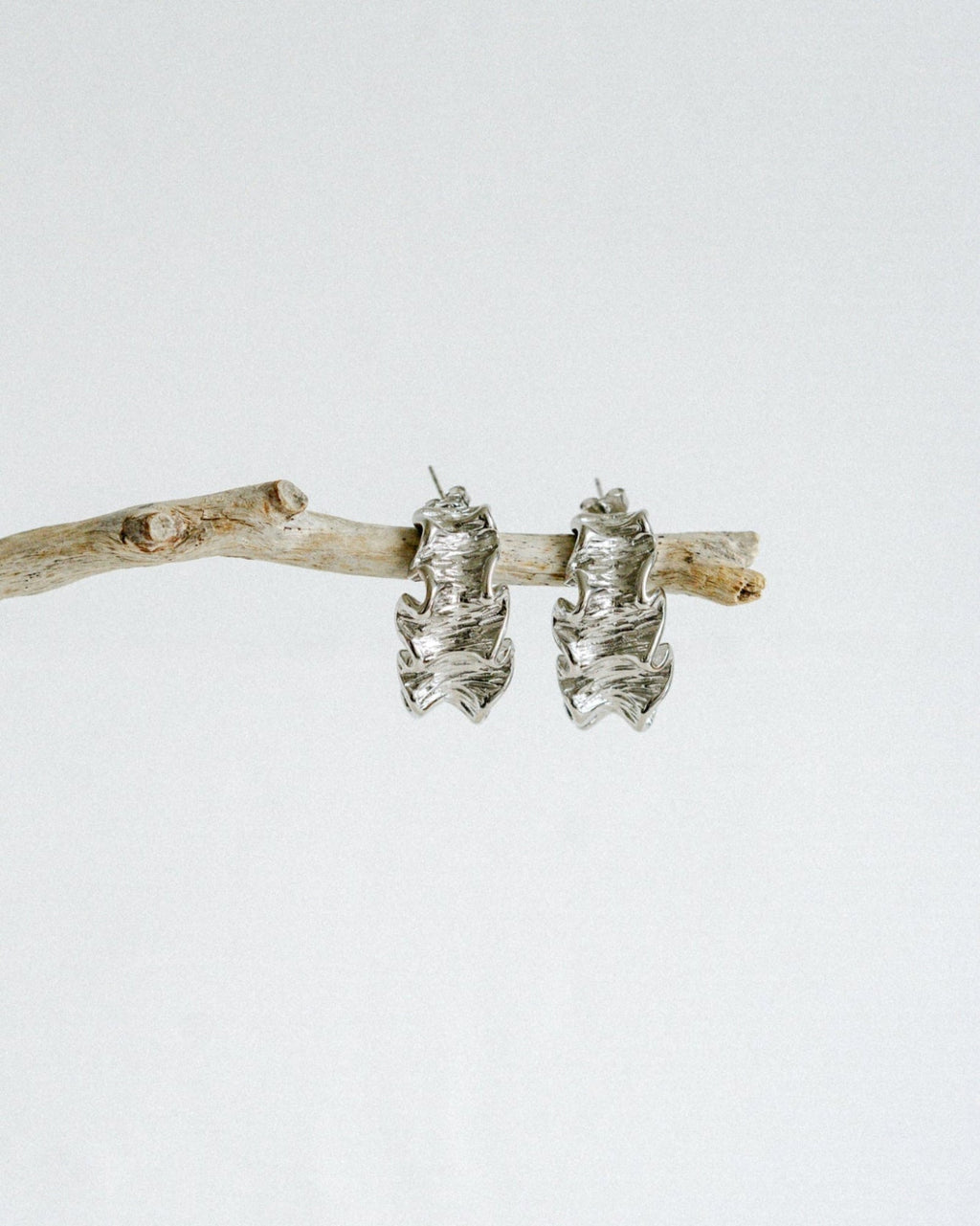 Crinkle Earrings - Silver