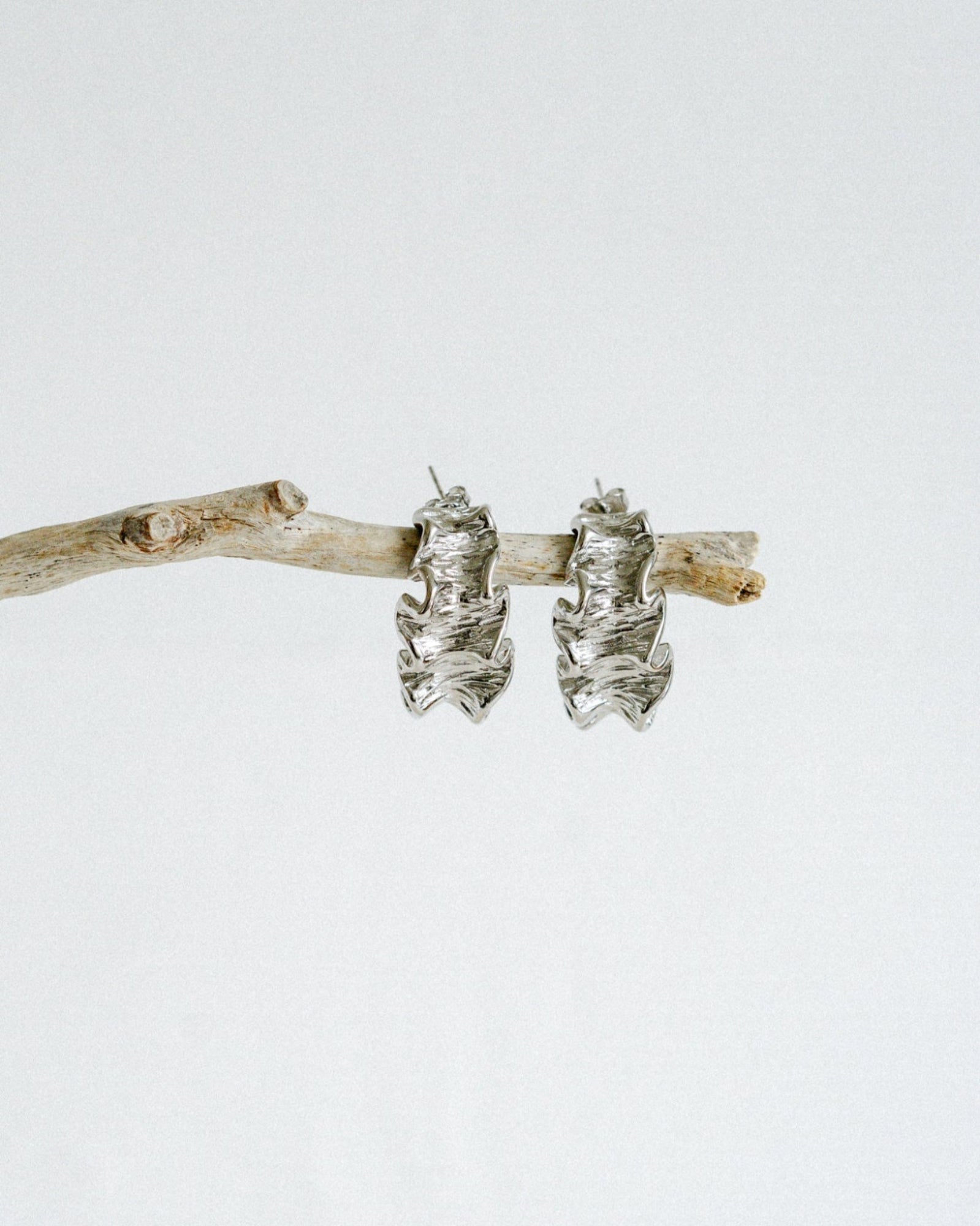 Crinkle Earrings - Silver