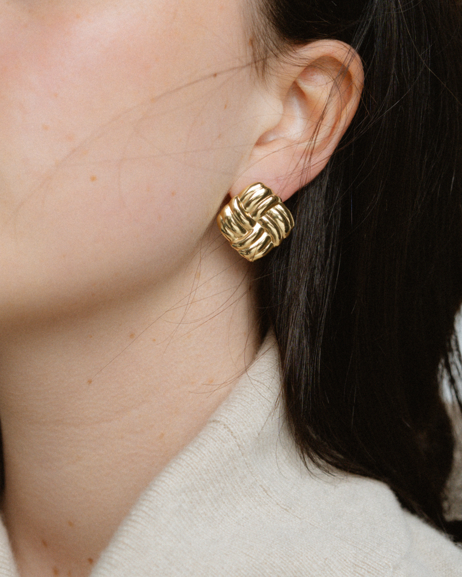 Quilted Earrings - Gold